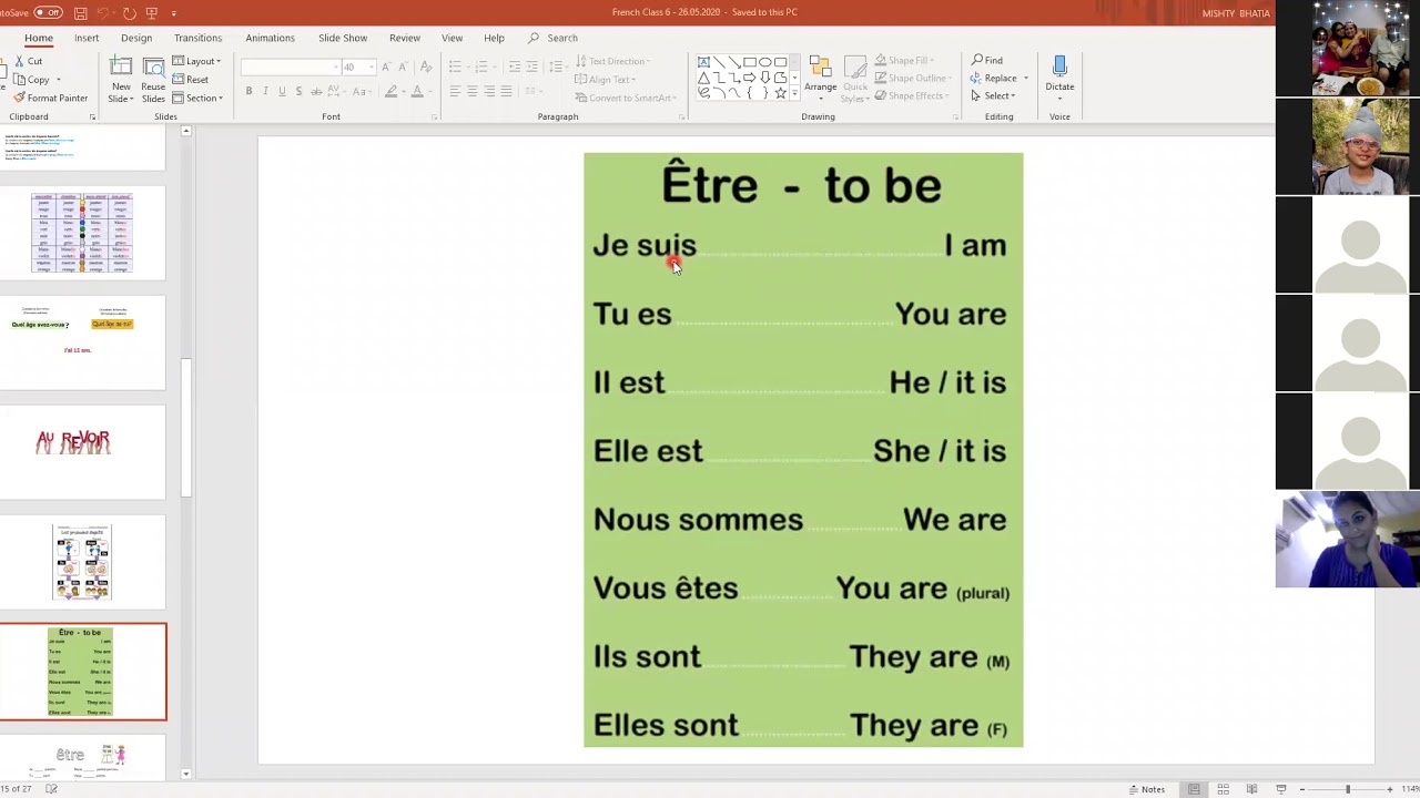06.11.2020 être verb (Part1/2) 