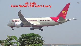 Air India Boeing 787 [Guru Nanak 550 Years Livery] landing in Mumbai