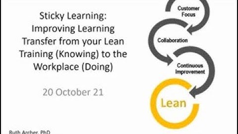 Sticky Learning: Improving Learning Transfer from  Lean Training (Knowing) to the Workplace (Doing)