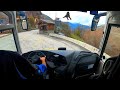 Bus Driving Uphill, Alpin Moutains, France 4K