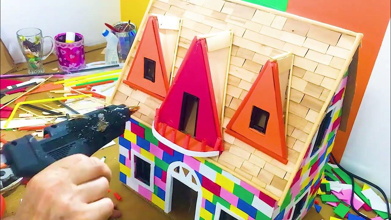 How to make a house of paper and colored phone كيف تعمل بيت من الورق