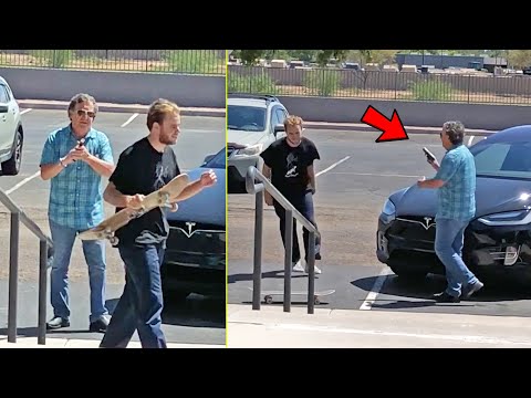 Crazy Man Pulls Gun on Skaters!