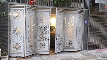 Lắp đặt Cửa cổng điện tự động mở gấp 6 cánh với giải pháp ưu việt nhất, motor nhập khẩu từ Châu Âu