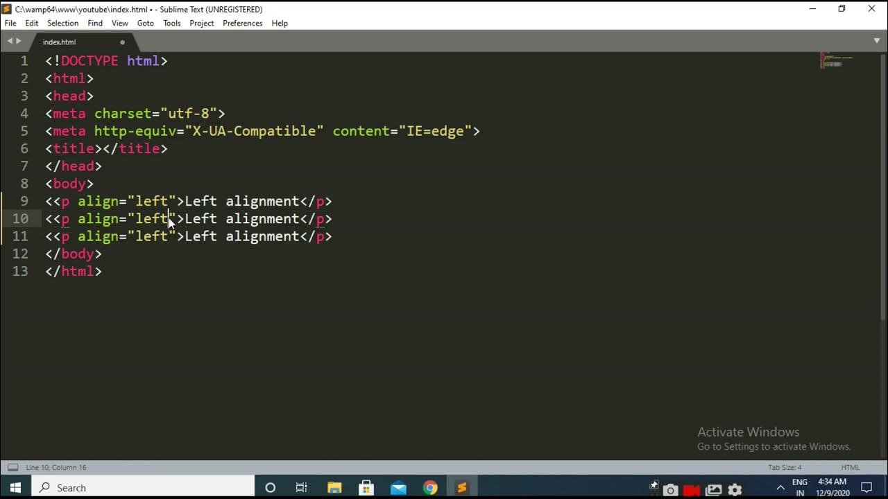 Alignment tag in HTML - YouTube