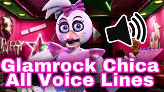 Glamrock Chica All Voice Lines! ||FNAF: Security Breach||