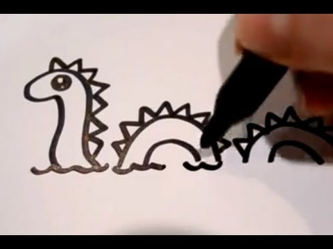 How to Draw a Cartoon Loch Ness Monster - YouTube