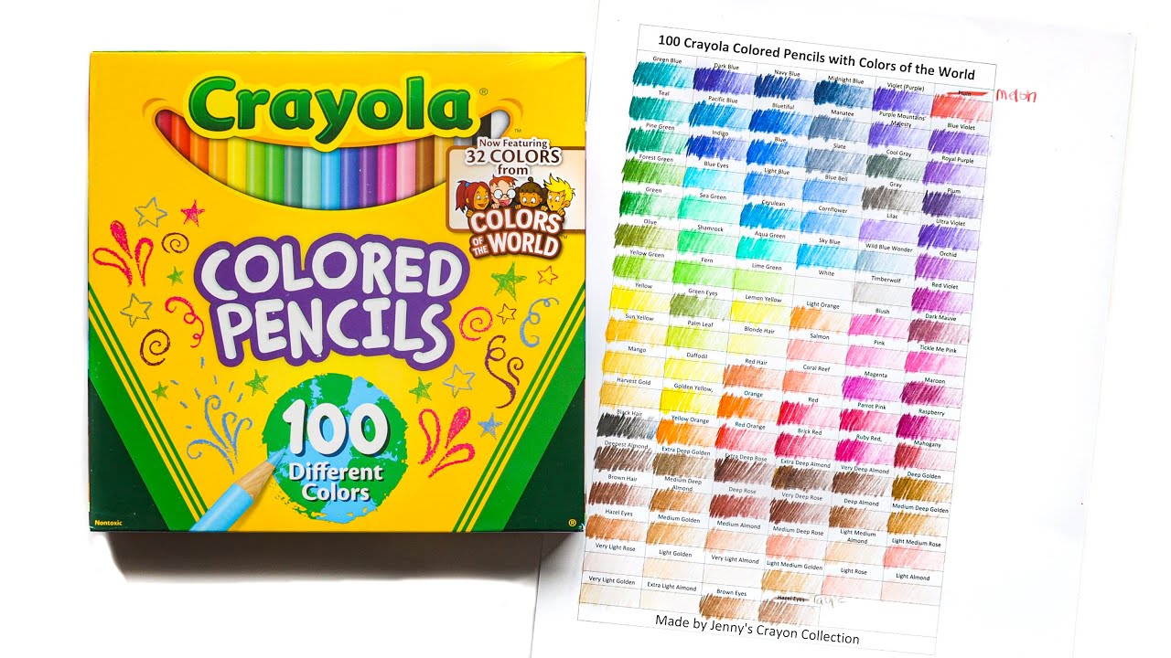 100 Crayola Colored Pencils with Colors of the World Unboxing and Swatches  