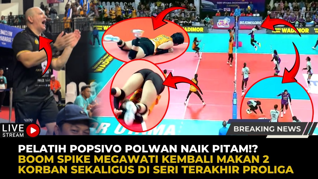 🔴Boom Spike Megawati Makan 2 Orang Sekaligus, Pelatih Popsivo Polwan Ngamuk Di Pinggir Lapangan!?