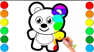 Painting and Colouring| How to draw Cute Teddy Bear 🧸🐨|step by step drawing for kids #drawing