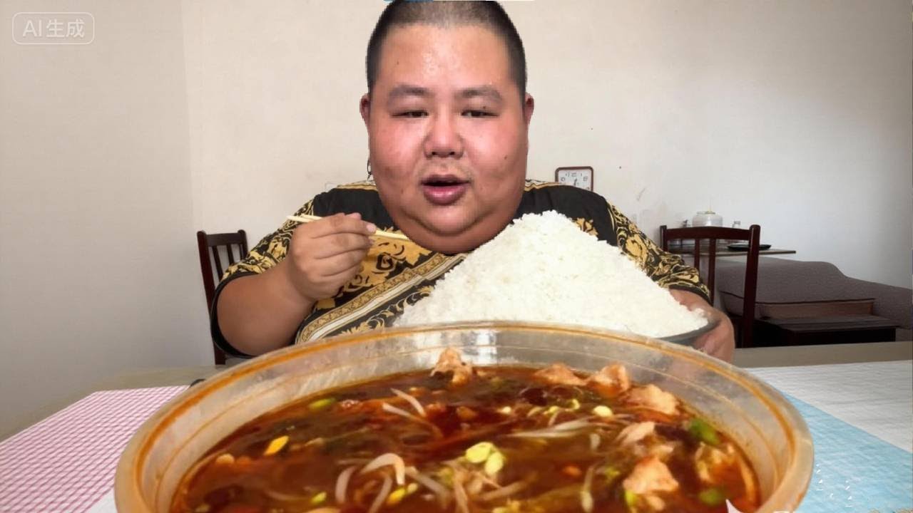 400斤良子今天饿晕了，一份美味的水煮肉片直接让良子胃袋控制住了大脑，猜猜良子一会偷吃什么？   