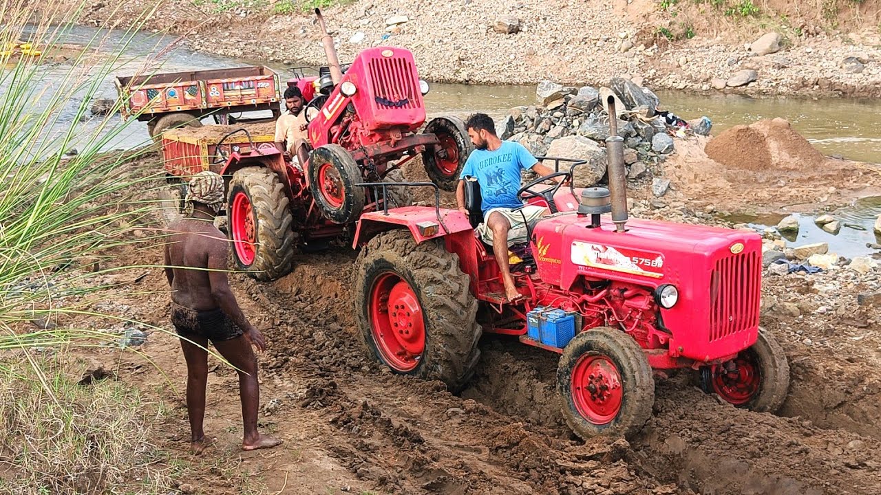 mahindra tractor stuck in mud rescued by mahindra | mahindra 575 | tractor unbalancing video