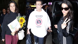 Shraddha Kapoor, Karan Johar & Nora Fatehi Snapped at Mumbai Airport ???✈️