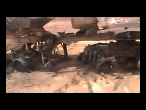 قصف الناتو لآليات كتائب القذافي