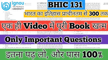 BHIC 131 Important Questions BHIC 131 Pervious Year Question Paper BHIC 131 भारत का इतिहास IGNOU