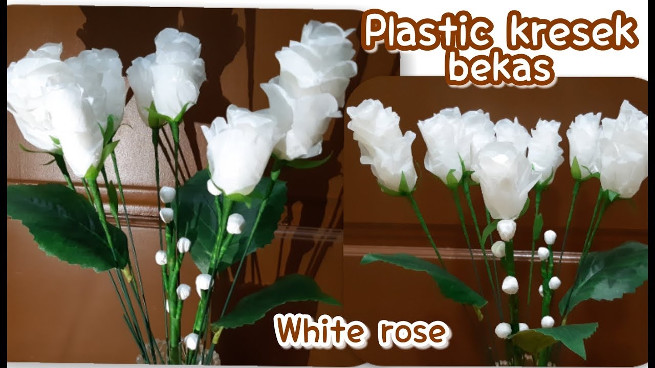  Cara membuat Mawar Putih dari Kresek Bekas  White rose 
