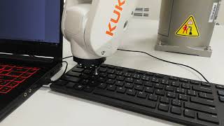 KUKA KR3 Agilus typing HELLO WORLD