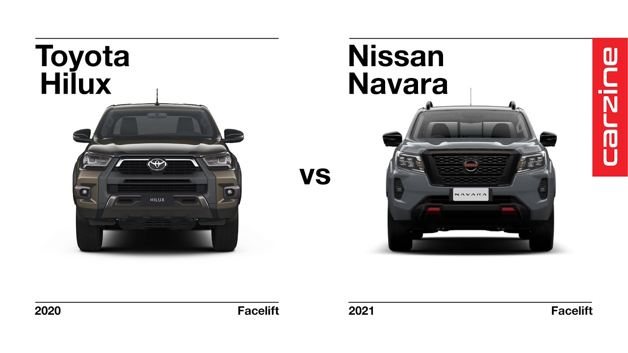 Toyota Hilux vs Nissan Navara/Frontier sidebyside visual comparison