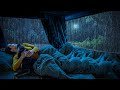 Sleep Instantly in a cozy cabin with heavy rain on the car window - Sleep With Pet on a rainy night