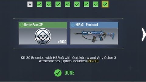 COD Mobile Kill 30 Enemies with HBRa3 with Quickdraw and Any Other 3 Attachments (Optics included)