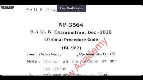 Code Of Criminal Procedure (BL-9002) || CCSU BALLB 9th Semester 2020 Question Paper