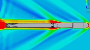 Space X Falcon Heavy Model High Supersonic Speed Shockwave Interaction - SolidWorks Flow Simulation