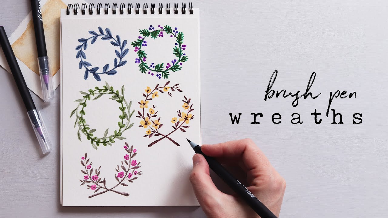 How To Use Watercolor Brush Pens | Simple Wreaths - YouTube