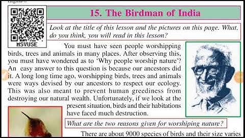 Class-8,English,Lesson-15,The Bird man of India, part-1