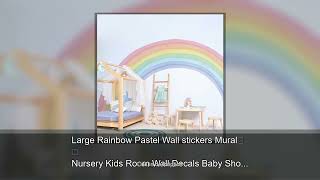 Large Rainbow Pastel Wall stickers Mural Nursery Kids Room Wall Decals Baby Shower Playroom Dec