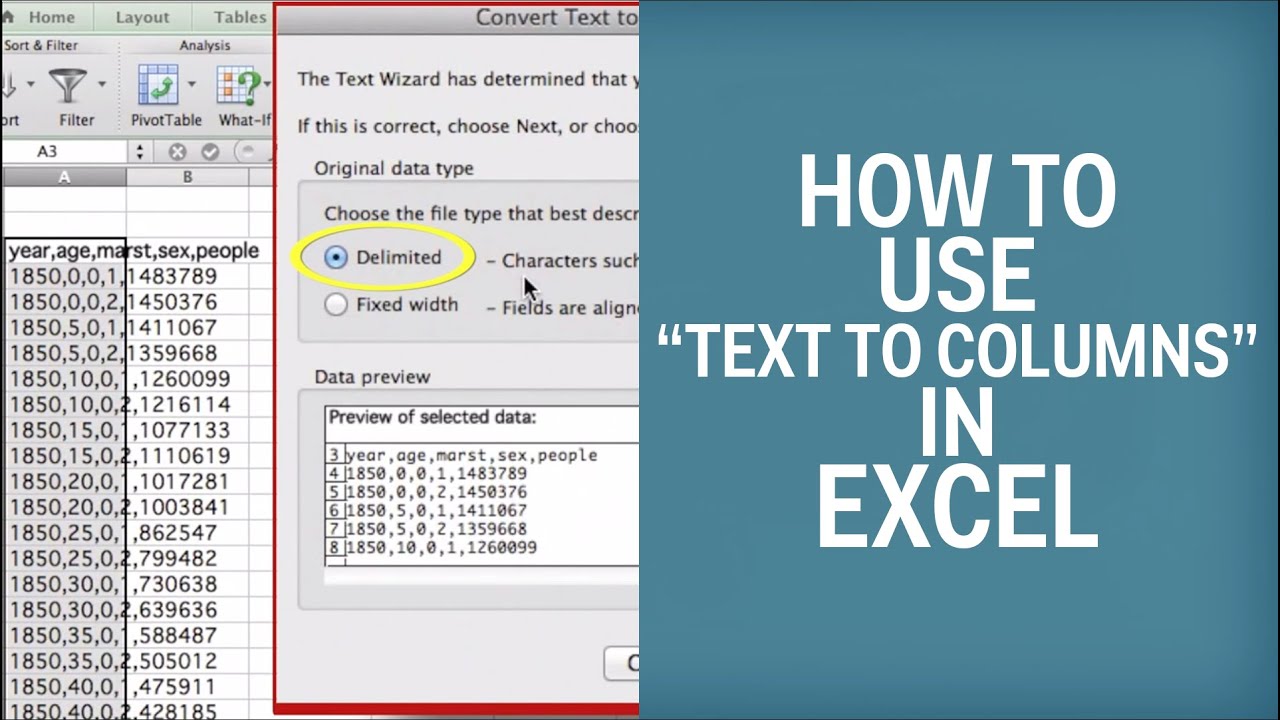 How To Use Text To Columns In Excel Youtube