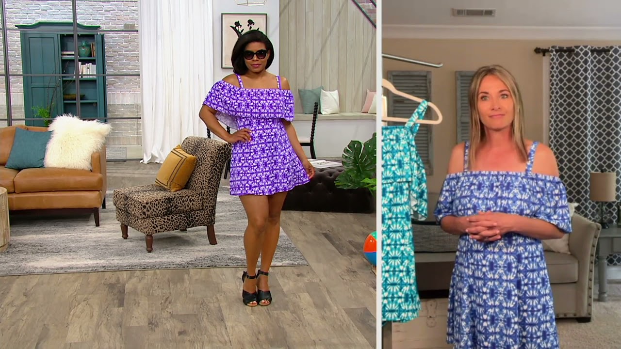Fit 4 U Off the Shoulder Swim Dress on QVC
