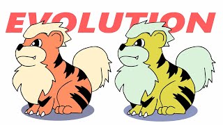 GROWLITHE Evolution - Normal and Shiny Pokemon Transformation Animation Gif - Arcanine