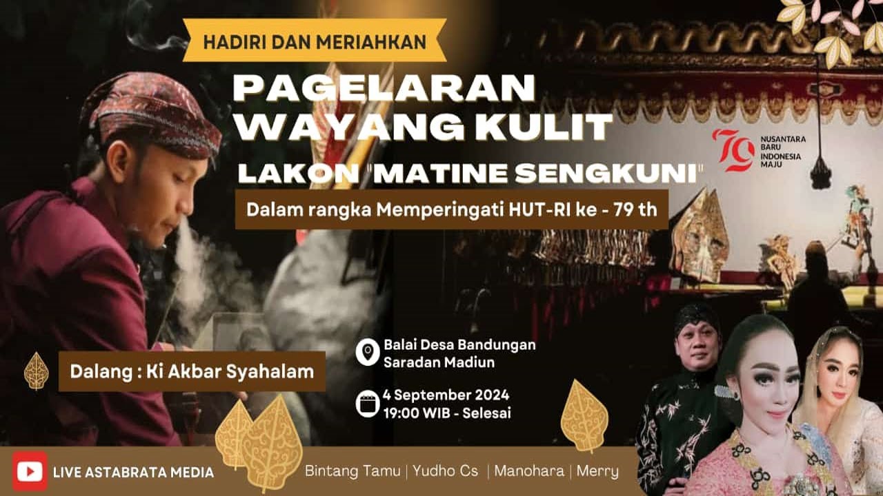 WAYANG KULIT KI R M AKBAR SYAHALAM S.SN // LAKON MATINE SENGKUNI // BT CAK YUDHO, MANOHARA & MERRY