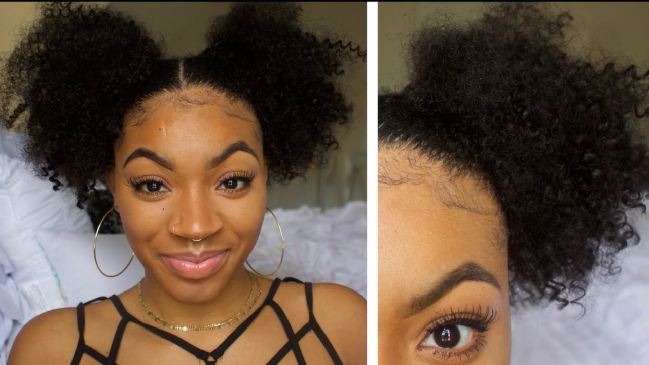 Puff Ball Ponytails on Natural Hair Tutorial with FAKE HAIR - YouTube