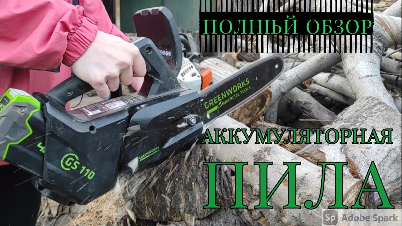 аккумуляторная цепная пила greenworks GD40TCSK2 (гринворкс) полный .