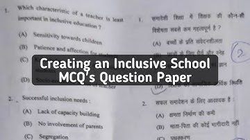 Creating an Inclusive School MCQ’s Question Paper 2021 || B.Ed. Previous Years Papers ||