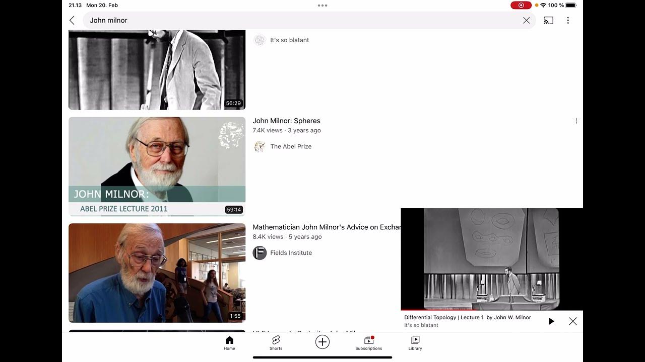 Lectures by John Milnor, 1962 YouTube