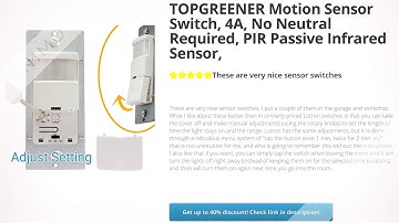 TOPGREENER Motion Sensor Switch, 4A, No Neutral Required, PIR  | Review and Discount