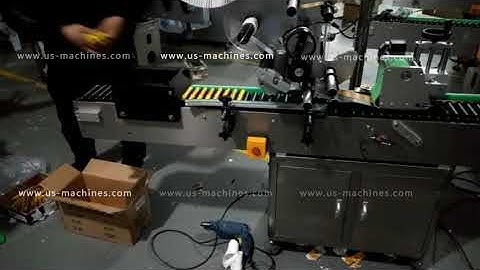 Ham roller conveyor feeding automatic horizontal labeling machine label applicator line