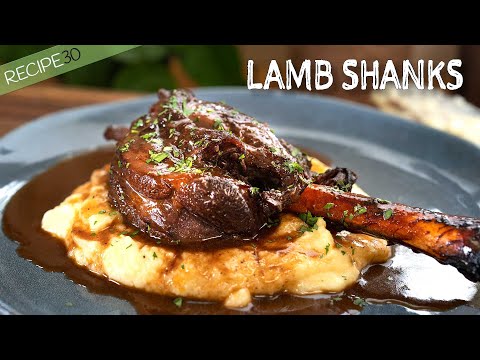 Braised Lamb Shanks with roasted garlic