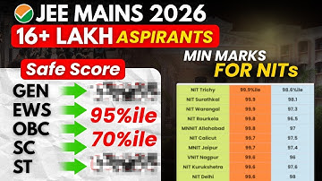 JEE Main Marks Vs Percentile 2026 | NIT CSE Cutoff 2026 | Safe Score for Top 10 NITs 😳
