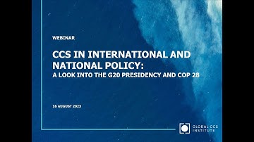 CCS in International and National Policy: A Look into the G20 Presidency and COP 28