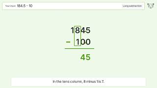Long Subtraction Problem 184.5-10: Step-by-Step Video Solution