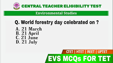 Environmental science | EVS MCQs for TET | EVS Questions for Tet | CTET| HTET | REET | UPTET