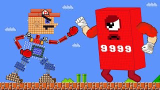 Мульт The Giant Mario Robo vs the Giant Numberblocks 9999 Big trouble in Mario World Game Animation