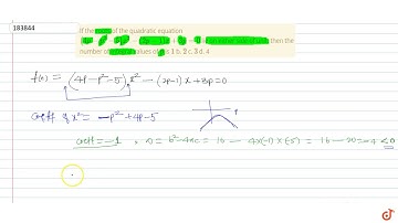 If the roots of the quadratic equation `(4p-p^2-5)x^2-(2p-1)x+3p=0` lie on either side of unit