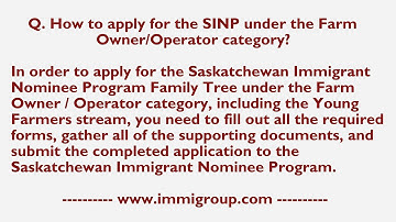 How to apply for the SINP under the Farm Owner / Operator category?