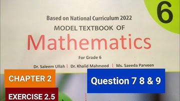 Class 6 NBF Book Maths Chapter 2 Exercise 2.5 Question No 7 8 & 9 @ummebilalclasses