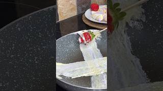 Strawberries with marshmallow on a sizzling pan #ASMR #Strawberry #Marshmallow #Sizzle #Viral