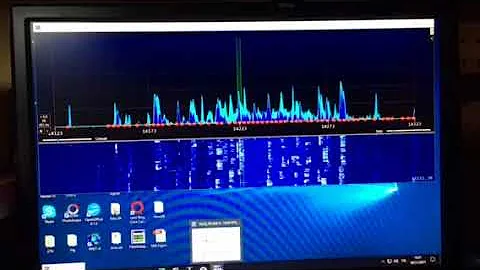Icom 7300 with N1MM software for big spectrum display