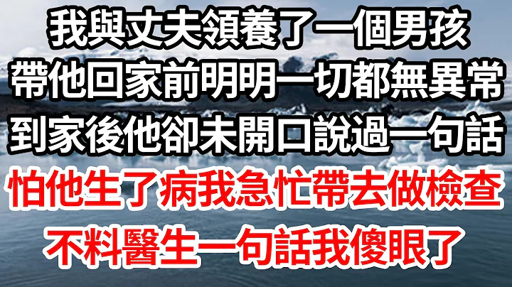 我與丈夫領養了一個男孩，帶他回家前明明一切都無異常，到家後他卻未開口說過一句話，怕他生了病我急忙帶去做檢查，不料醫生一句話我傻眼了【倫理】【都市】 - 天天要聞